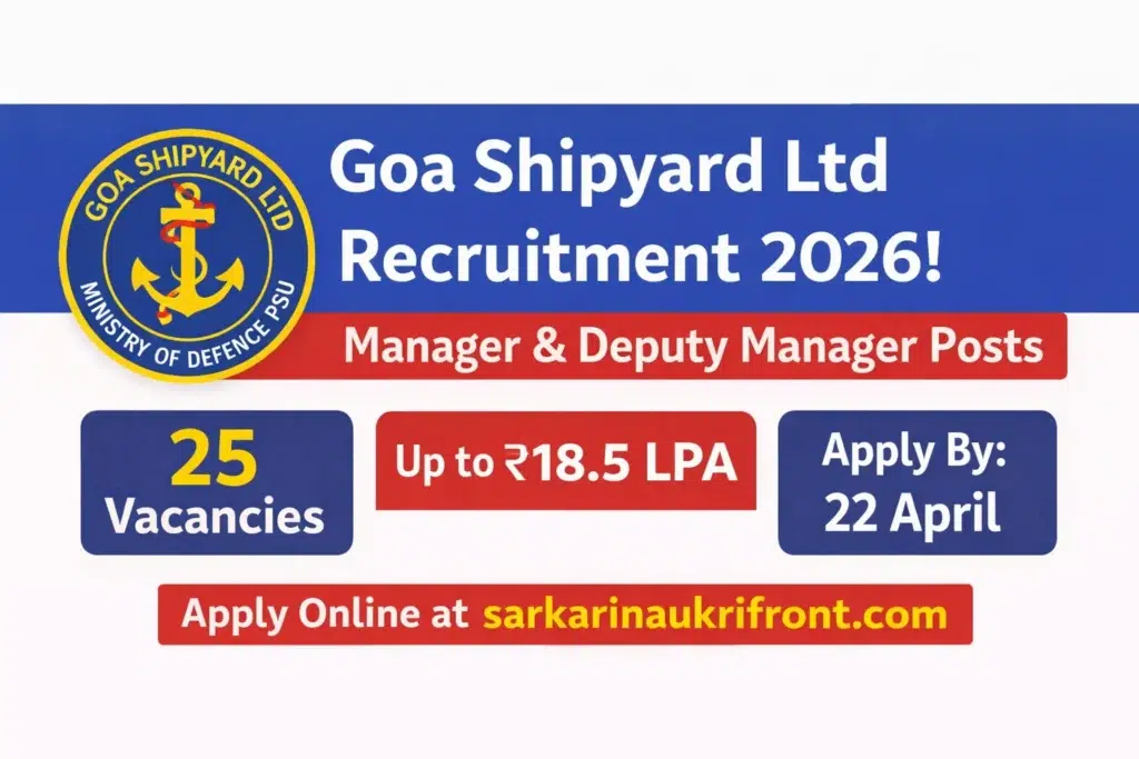 Goa Shipyard Managers Recruitment 2026