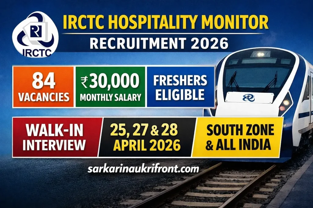 IRCTC Hospitality Monitor Recruitment 2026