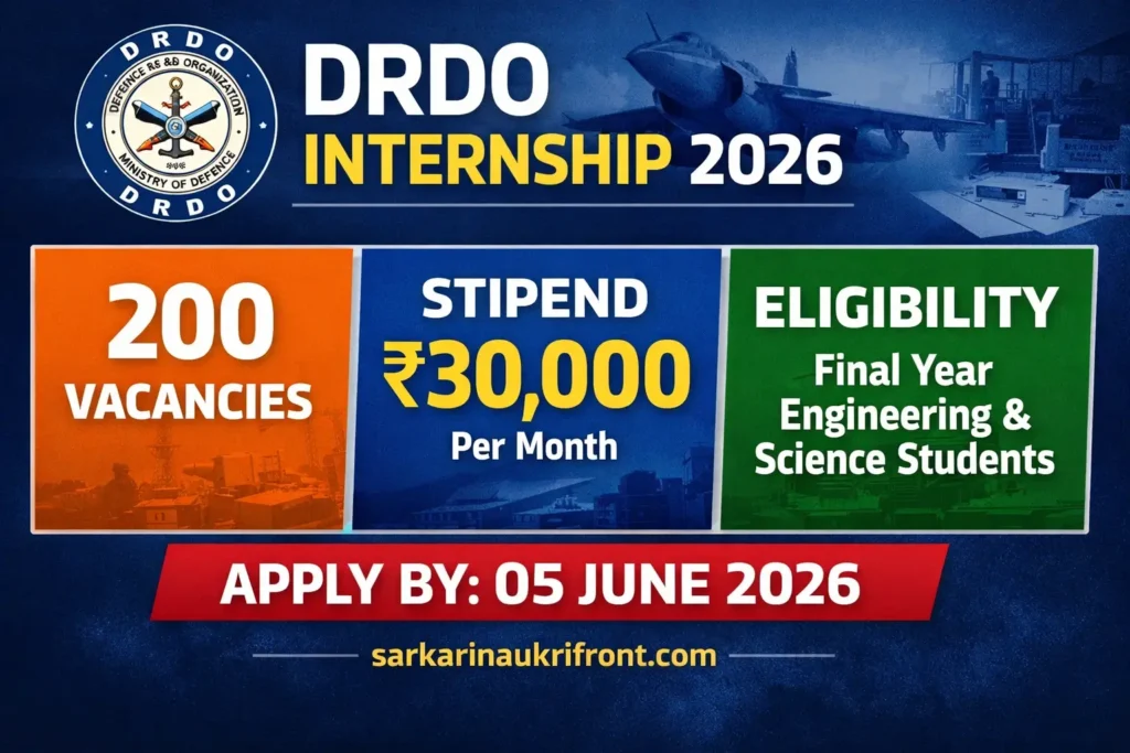 DRDO Paid Internship 2026 27