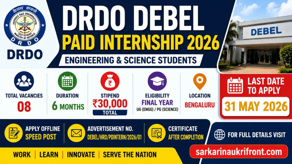 DRDO DEBEL Paid Internship 2026