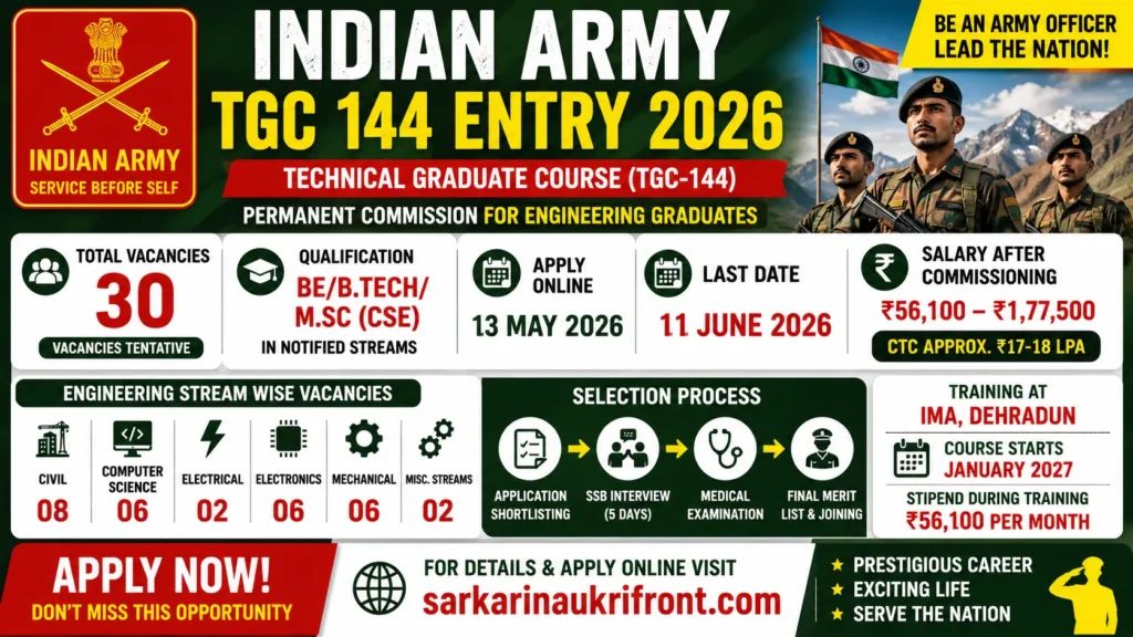 Indian Army TGC 144 Recruitment 2026