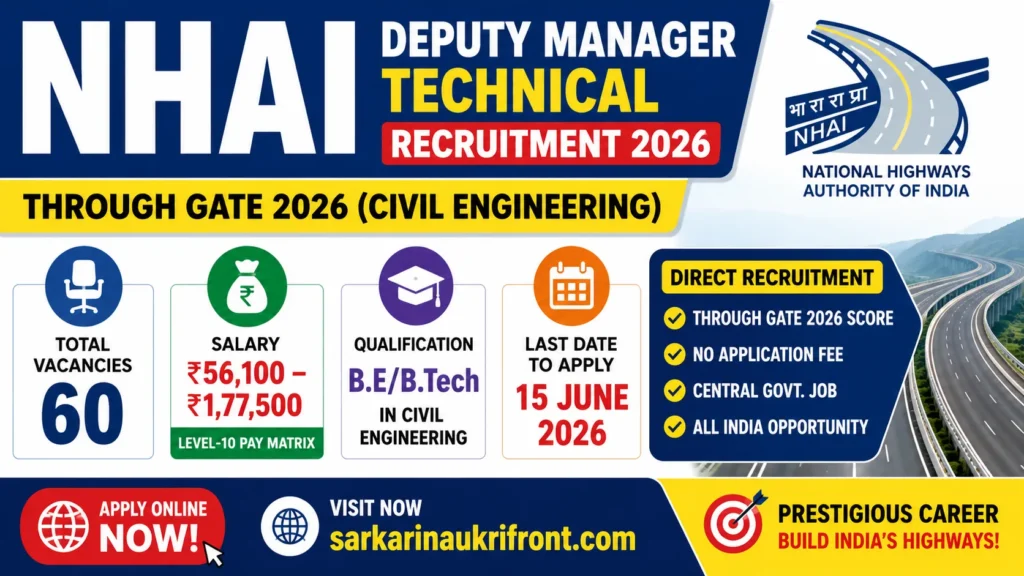 NHAI Deputy Manager Technical Job 2026