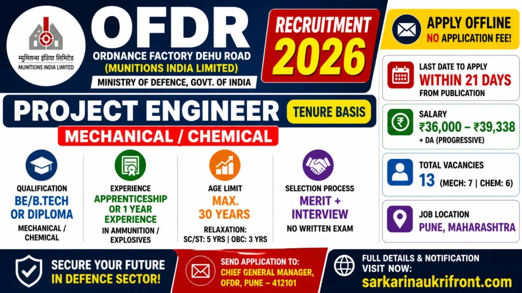 OFDR Project Engineer Recruitment 2026