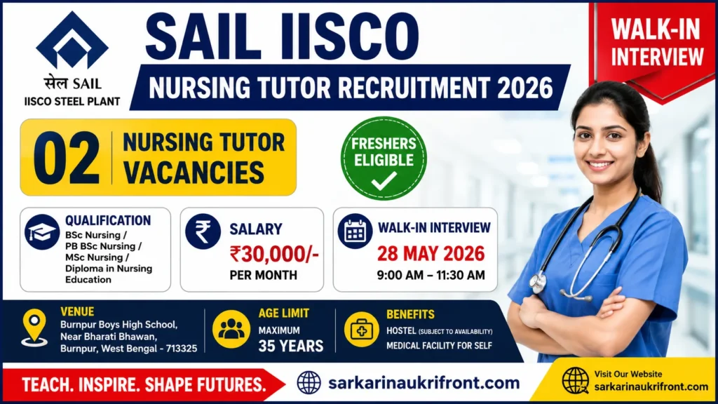 SAIL IISCO Nursing Tutor Recruitment 2026