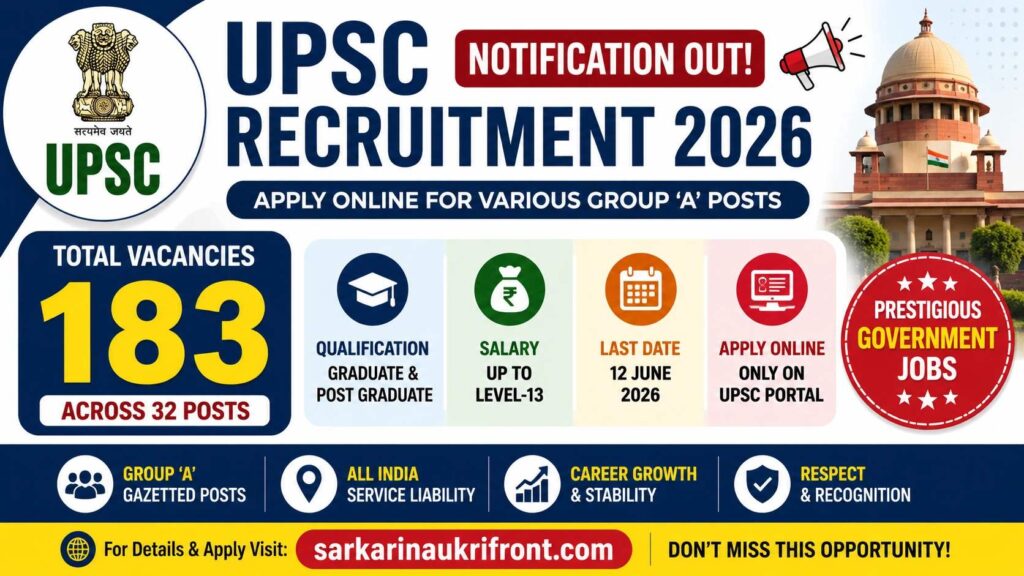 UPSC Recruitment 2026 for 183 Posts