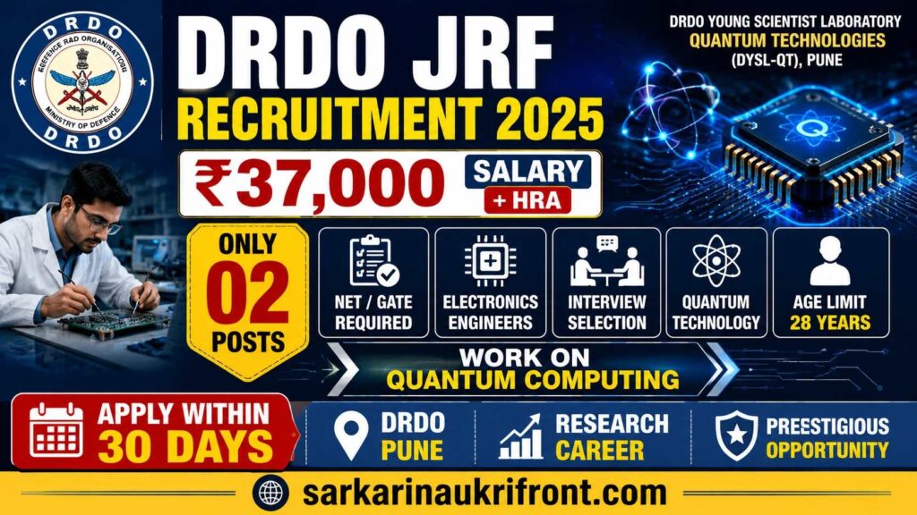 DRDO DYSL QT JRF Recruitment 2026
