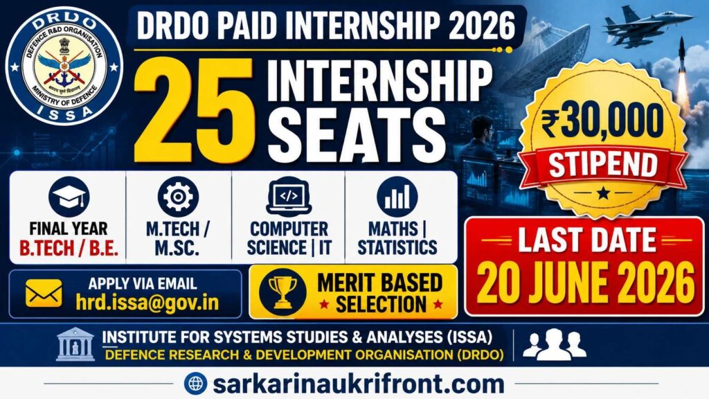 DRDO ISSA Paid Internship 2026