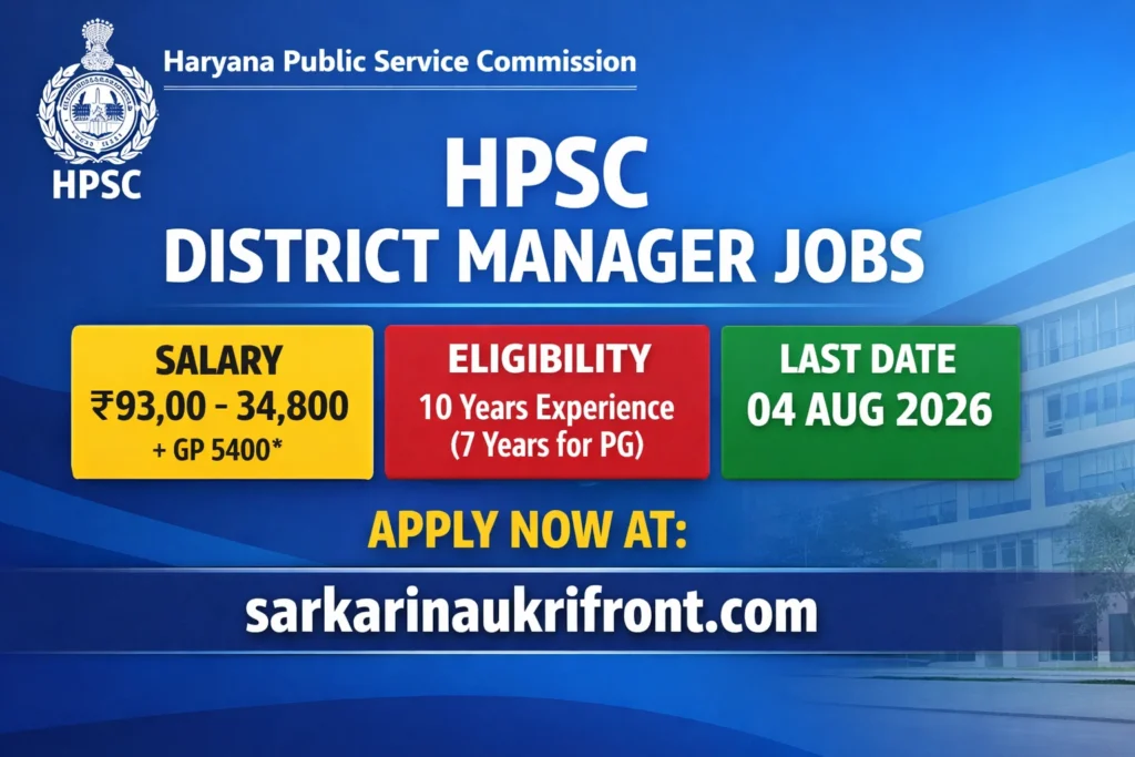 Haryana HPSC District Manager Job 2026