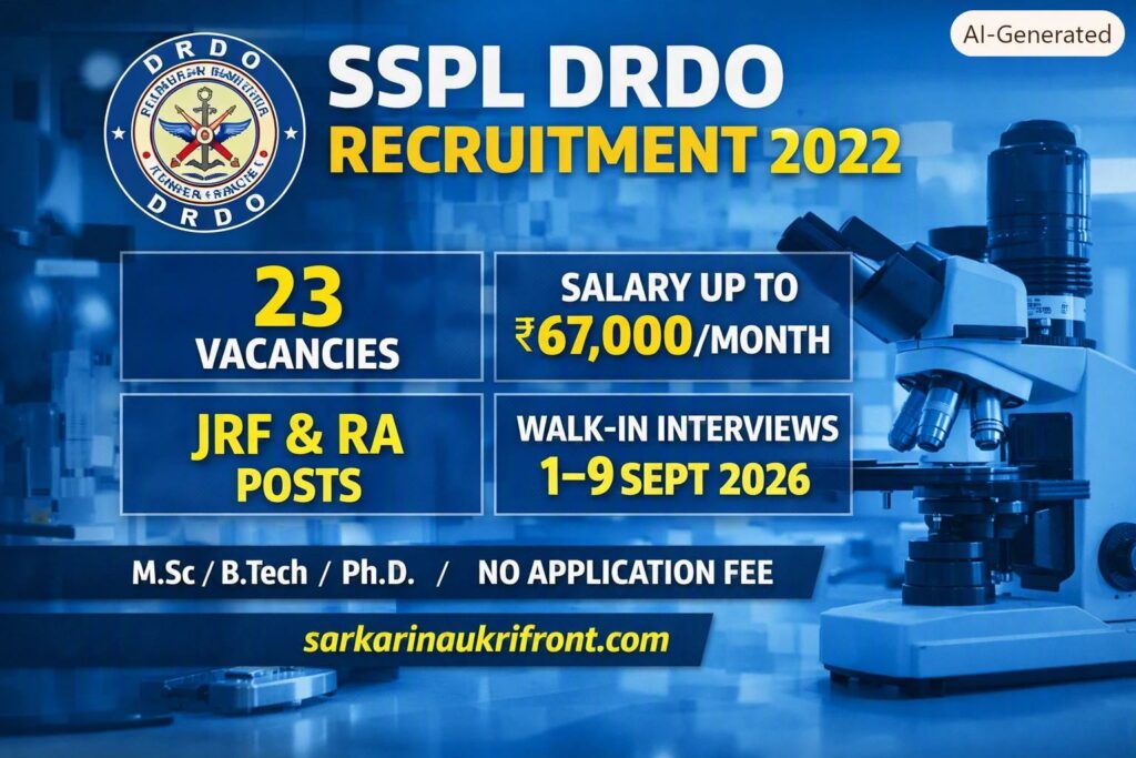 SSPL DRDO JRF RA Recruitment 2026