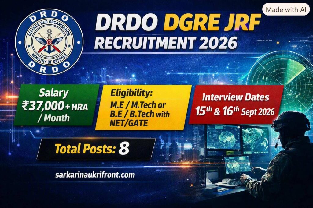 DRDO DGRE JRF Recruitment 2026