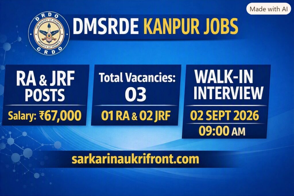 DRDO DMSRDE Kanpur Recruitment 2026