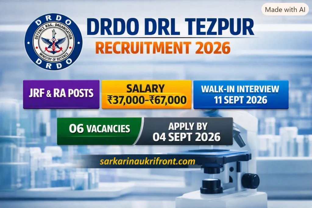 DRDO DRL Tezpur JRF RA Recruitment 2026