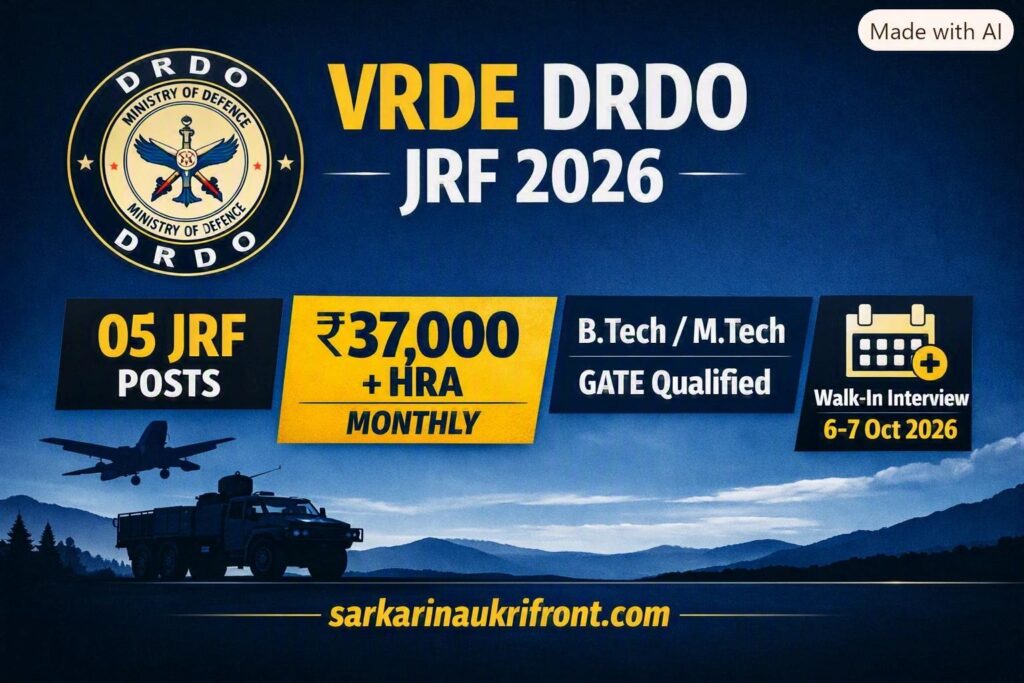 DRDO VRDE JRF Vacancy 2026