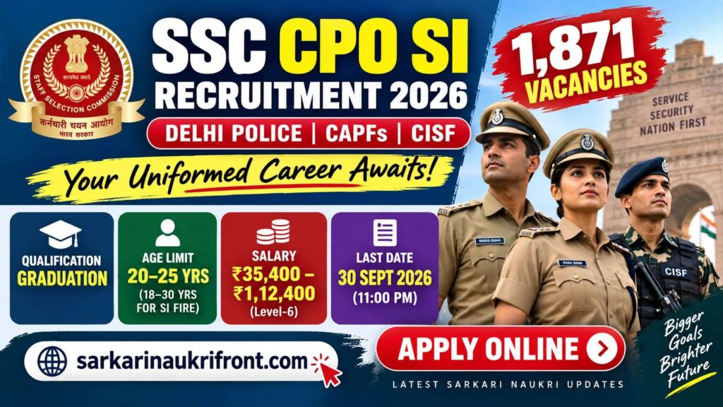 SSC CPO SI Recruitment 2026