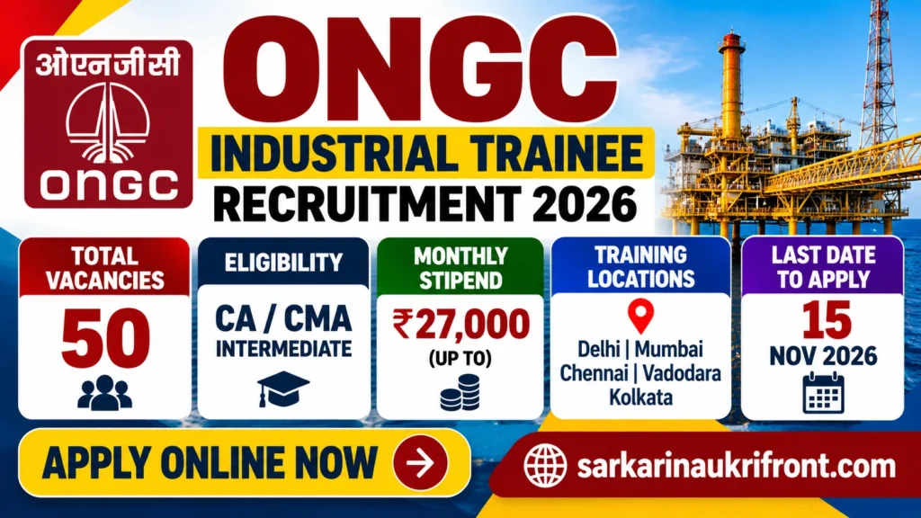 ONGC Industrial Trainee Recruitment 2026